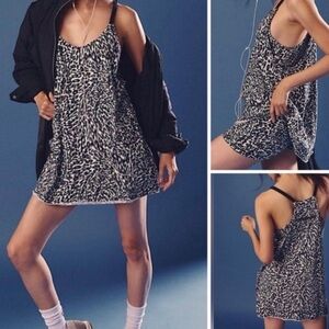 NWOT Free People Movement Hot Shot Printed Mini Dress - Leopard Combo